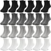 Elutong 24 Pairs Kids Socks Boys Girls Socks, Crew Athletic Socks Mid Cut Casual Socks for Kids 1-14 Years